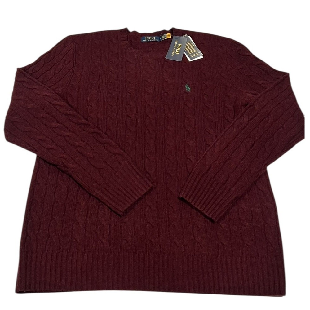 NWT Polo Ralph Lauren Men's Wool Cashmere Sweater Burgundy Medium